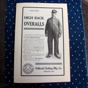 [ magazine advertisement ]1907 year OshKosh B'Gosh Oshkosh Vintage coverall Denim Work rare old clothes overall 