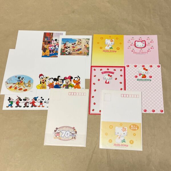 絵入りハガキ ミッキーマウス5枚 ハローキティー4枚
