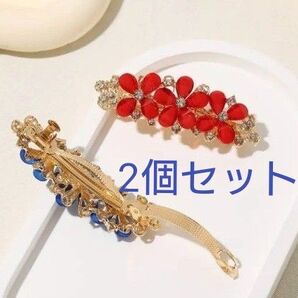 0175 2個セット小さめフラワーモチーフバレッタ