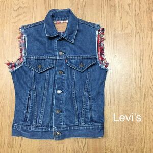 Levi's◇リーバイス // 70705 0918◇キッズ／ジュニア size 14(150cm程度)カットオフ デニムベスト Gジャン 裏 赤 チェック柄 USA輸入品