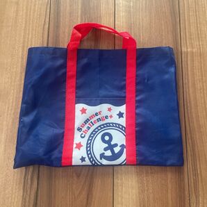 ナイロン レッスンバッグ マリン柄 習い事バッグ トリコロール 子供用 手提げ袋 エコバッグ トートバッグ キッズ 保冷バッグ 青
