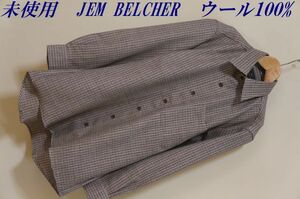 C490　即決　未使用　JEM BELCHER　着心地使用　ウール 100%　デザイン柄 シャツ　S　長袖　クリックポスト発送