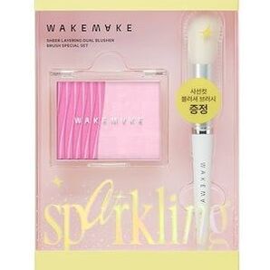 新品★WAKEMAKE ウェイクメイク シアーレイアリングデュアルブラッシャー チーク 04 ピンクインテンス ブラシ付き