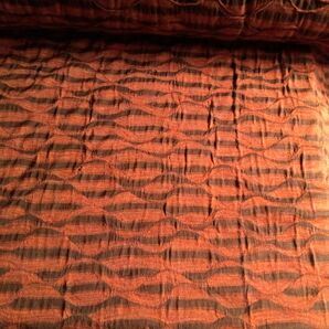 尾州産 ウールコットン生地 タックボーダー柄 エンジ系 巾約148cm×3mカット販売