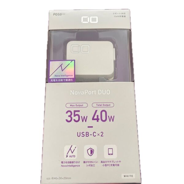 CIO 30W 2ポート GaN充電器 NovaPort DUO 30W CIO-G30W2C-WH (ホワイト)管理番号1
