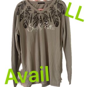 Avail アベイル シルバーロゴデザイン ロンT 長袖 大きいサイズ LLサイズ