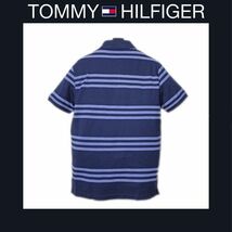 送料込 新品！ Tommy Hilfiger トミーヒルフィガー US XL 半袖ポロシャツ ネイビー & ブルー SLIM FIT #851TC_画像6