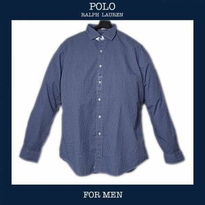 送料込 新品！ POLO Ralph Lauren ポロ ラルフローレン US XLサイズ 長袖シャツ チェック柄 SLIM FIT ネイビー #287YT