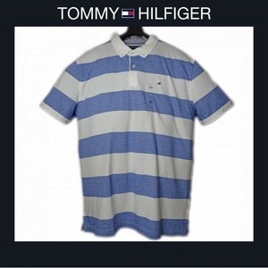 送料込 新品！ Tommy Hilfiger トミーヒルフィガー US XXLサイズ 半袖ボタンダウンポロ ブルー & ホワイト SLIM FIT #847TC
