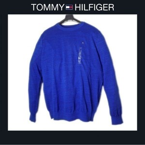 送料込 新品！ Tommy Hilfiger トミーヒルフィガー US XLサイズ 長袖 ブルー 薄手 コットンリネンセーター #127T60