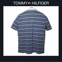 送料込 新品！ Tommy Hilfiger トミーヒルフィガー US XXLサイズ 半袖ポロシャツ グレー、ネイビー、ブルー ＆ ホワイト ボーダー #663_画像6