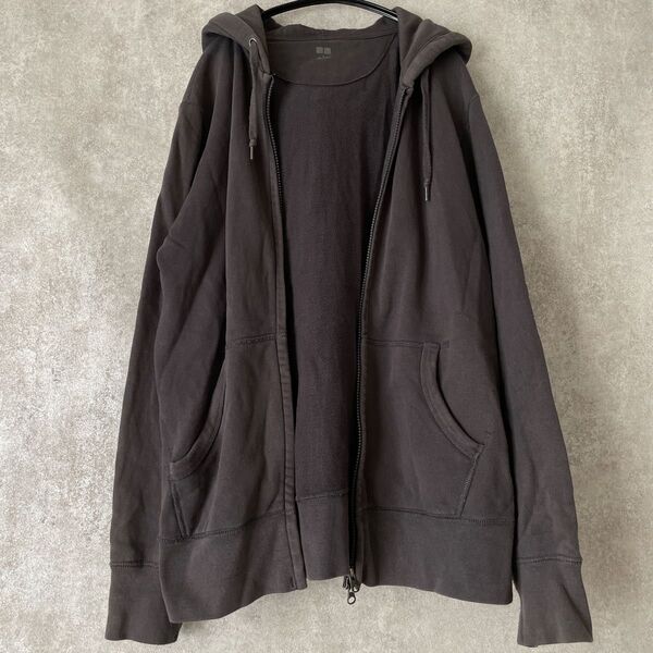 UNIQLO ジップアップ パーカー グレー Lサイズ しっかりめ