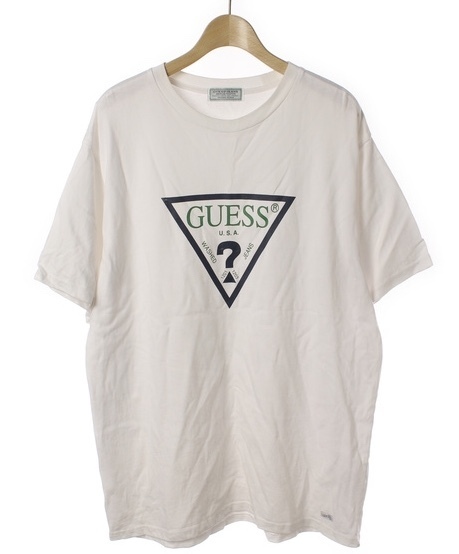 GUESS GREEN LABEL グリーンレーベル ビッグシルエット ロゴ Tシャツ★サイズM ゲス プレミアムライン 白 ホワイト ロイヤルフラッシュ取扱