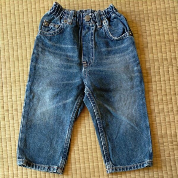 moujonjon★ロングパンツ 80 ウエストゴム入り デニム 長ズボン ジーンズ デニムパンツ ムージョンジョン【カテ変可能】