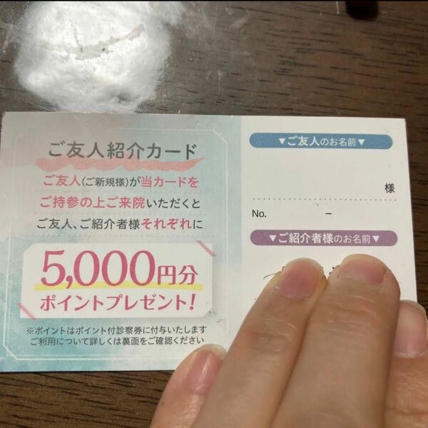 品川美容外科 ご友人紹介カード5000円ポイントプレゼント券 ハイフやボトックスにも