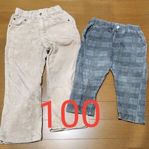 ★2着まとめ売り★100サイズ ベロアパンツ 7部丈フォーマルズボン パンツ 秋冬 男の子 女の子