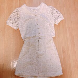 ems excite 花刺繍 セットアップ ブラウス スカート