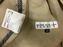 KLEIN PLUS HOMME クランプリュス オム 綿×ポリウレタン ラウンドカラー センターベント 長袖 ジャケット サイズ48 グレージュ系 メンズ_画像2