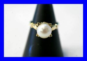 0 as good as new pearl pearl K18 yellow gold ring ring 3.1g R0274