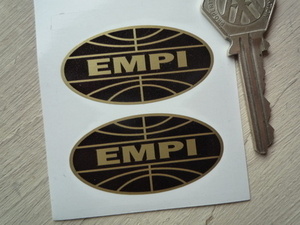 ◆送料無料◆ 海外 EMPI Black & Gold Oval 50mm 2枚セット ステッカー