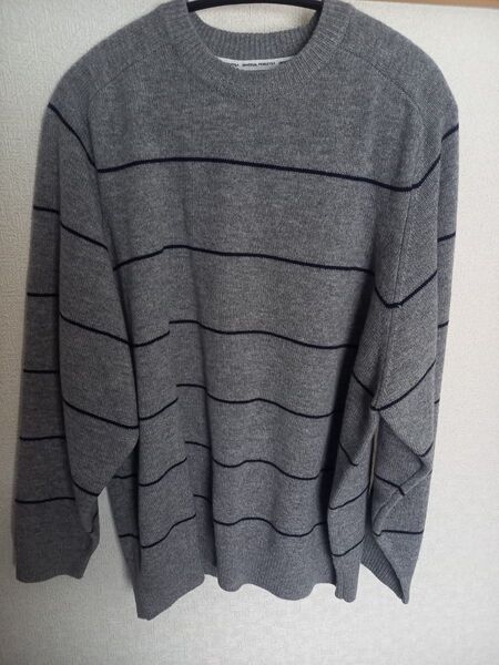 universal products MERINO WOOL BORDER CREW NECK KNIT