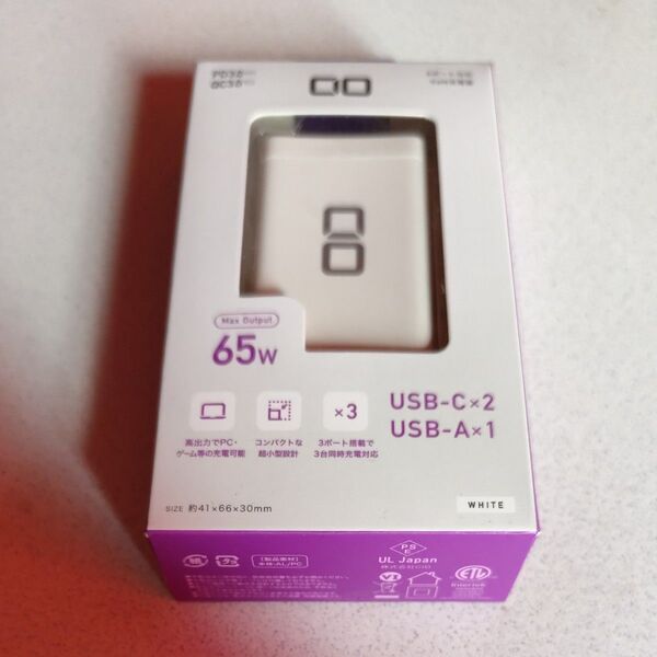 CIO CIO-G65W2C1A-WH 65W ホワイト GaN搭載 GaN Lilnob 3ポート 急速充電器 PD