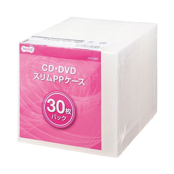 【新品】(まとめ)TANOSEE5mm厚スリムCDPPケース 1パック(30枚)〔×5セット〕