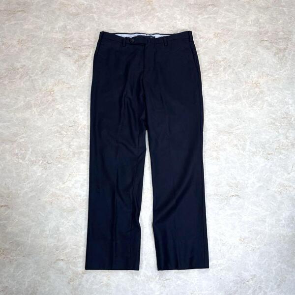 【美品】INCOTEX スラックス SUPER100'S 秋冬ウール フラノ 紺