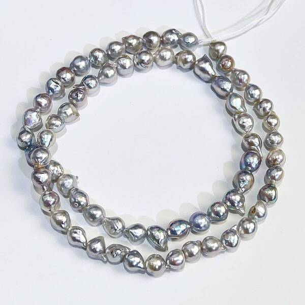 AKOYA ナチュラル無調色 アコヤパール バロック ネックレス ルース ナチュラルグレイ 5.5-6mm 天然 本真珠 レディースアクセサリー 新品