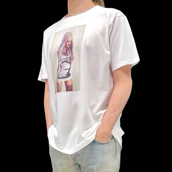 新品 アッシュ シルバーヘア セクシーワイルド タトゥー ストリート ギャングスタガール ジェームズディーン Tシャツ ユニセックス Sサイズ