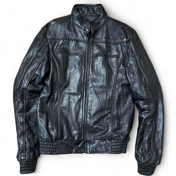 即決★MEN'S BIGI★3 L レザージャケット メンズビギ ライダース ブラック 黒 本革 本皮 シングルライダース