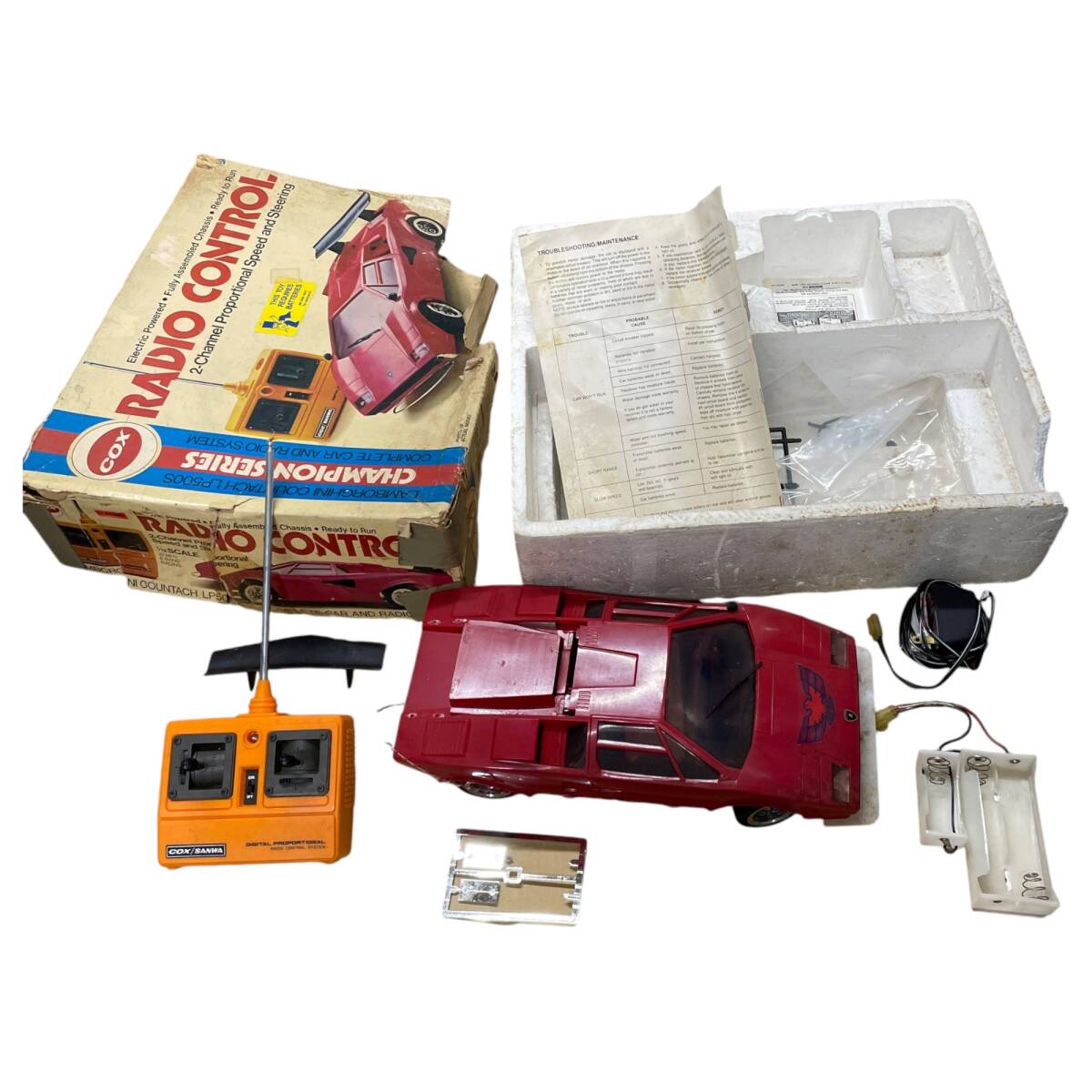 ◆ジャンク品◆COX/SANWA RADIO CONTROL ラジコン ランボルギーニ レッド 赤 LP500S 完成品 スーパーカー 動作未確認 R74155NN