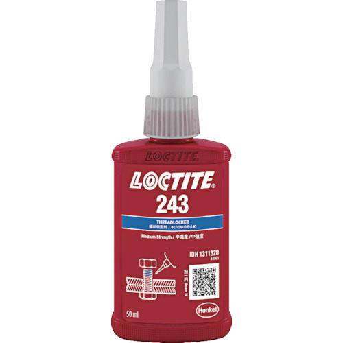 300円オフ有 243-50 ロックタイト ネジロック剤 243 50ml ヘンケル 嫌気性 ねじ ゆるみ止め 接着剤 中強度 121-1714 JAN:6902545440911