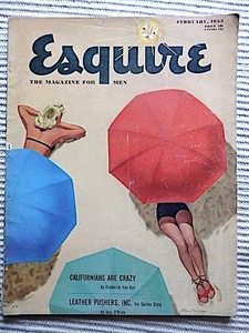 希少★Esquire エスクァイア 1953年2月号★イラスト、50年代広告、写真、カラー折込★U.S.大判雑誌