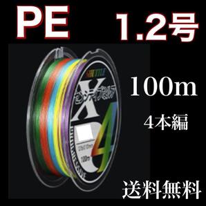 PEライン 1.2号 100m 4本編 マルチカラー アジングトラウト エギング 伊豆