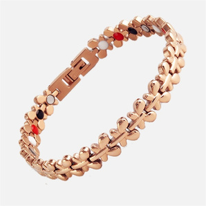 チタン鋼 ジュエリー バングル 磁気 ブレスレット エネルギー 健康 ステンレス鋼 ローズゴールド SSP166