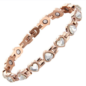 チタン鋼 ジュエリー バングル 磁気 ブレスレット エネルギー 健康 ステンレス鋼 ローズゴールド SSP084