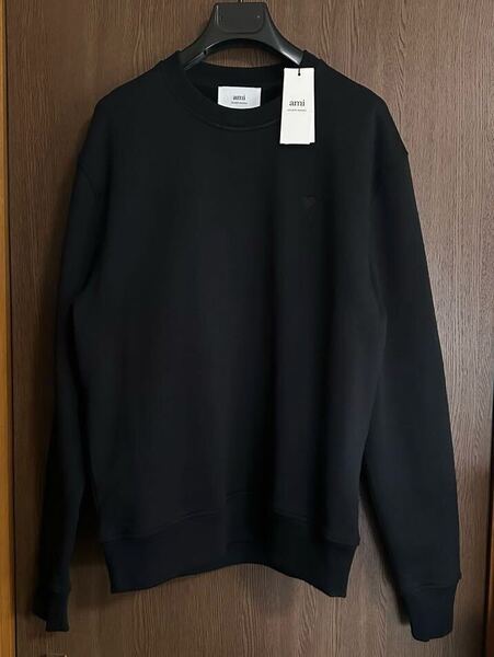 黒L新品 AMI Paris グラフィック ロゴ スウェット シャツ オールブラック 黒 長袖 トレーナー アミ パリス メンズ ami alexandre mattiussi