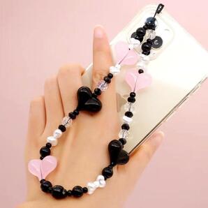 条件付き半額 ハート ハンドストラップ スマホケース用 真珠光沢 32㎝