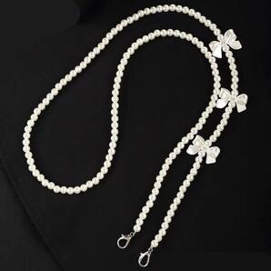 条件付き半額 ネックストラップ ロング スマホ用 白リボン オシャレ 110㎝