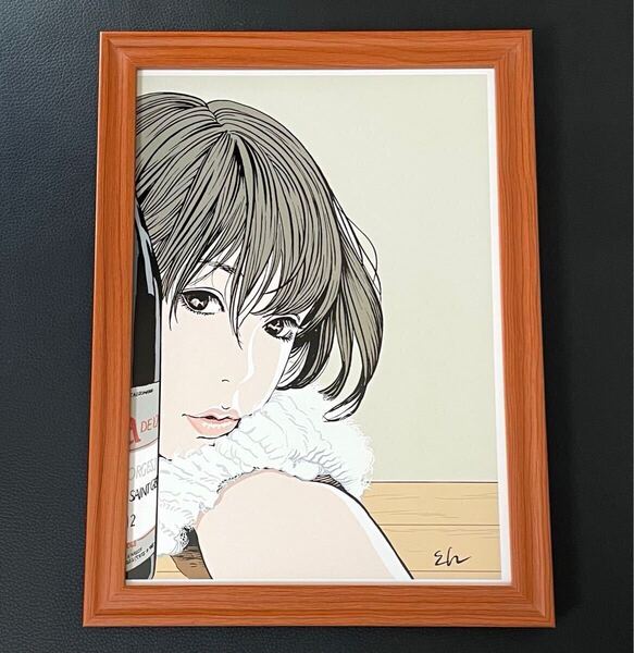 【江口寿史】額装品『リアルワインガイド』47号 / B5サイズ 額入り イラスト ポスターライクデザイン