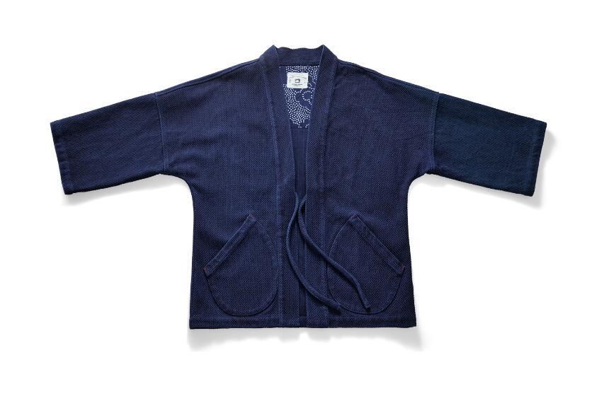 天然藍 インディゴ カバーオール 日本製生地 刺し子 13oz 半纏 褞袍 剣道着 ワークジャケット ハンドメイド 藍染