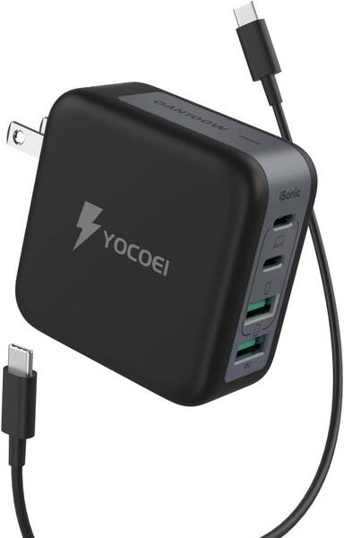 100W PD充電器 4ポート世界最小クラス (GaN +独自iSonic技術/USB-A×2 USB-C×2/折り畳み式 USB急速充電器) PD3.0/QC4.0/PPS/PSE
