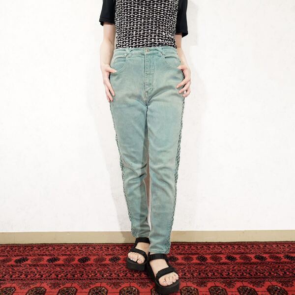 USA VINTAGE MESH DESIGN SKINNY DENIM PANTS/アメリカ古着メッシュデザインスキニーデニムパンツ
