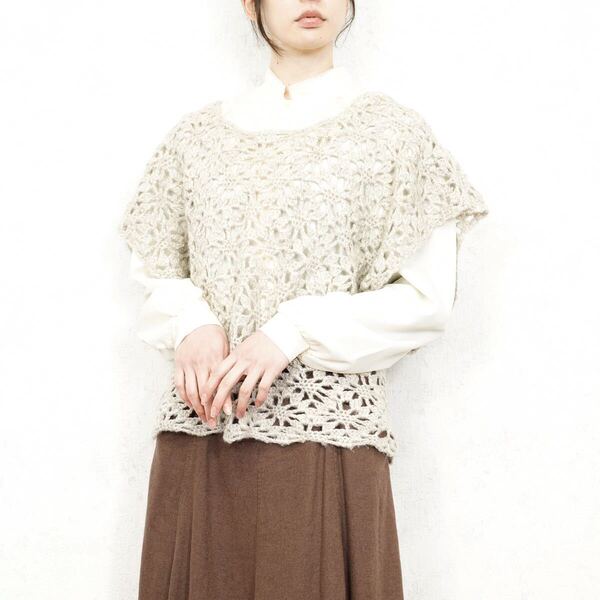 USA VINTAGE CLOCHET DESIGN KNIT/アメリカ古着鍵編みデザインニット