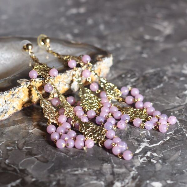 USA VINTAGE COLOR BEADS METAWORK DESIGN SWING EARRING/アメリカ古着カラービーズメタルワークデザインぶら下がりピアス