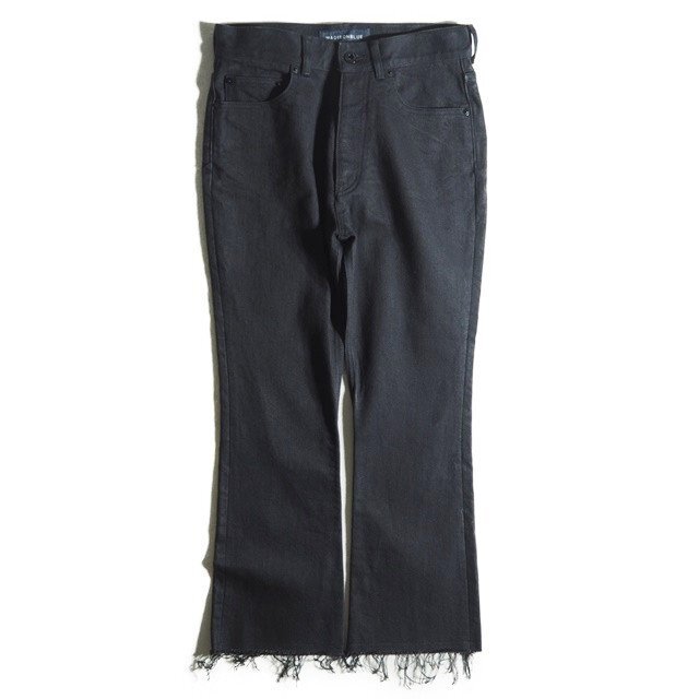 K5343f48 ▼MADISON BLUE マディソンブルー▼ HEM CUT SLIM FLARE DENIM フレア デニムパンツ ブラック 01/ カットオフ 黒 シーズンレス