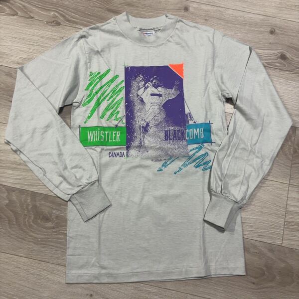 / 80' 80s USA製 Hanes ヘインズ BEEFY-T ビーフィー Tシャツ 長袖 ロンT コットン made in U.S.A. S34-36 美品 古着 【P-3】