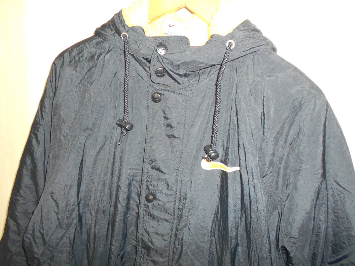 b20◇NIKE 90s ベンチコート キッズ◇ナイキ M 子供服 黒×黄 ボア