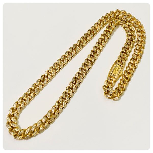 GLITTER グリッター 18K gold plated ネックレス チェーン 喜平 マイアミキューバン ゴールドカラー